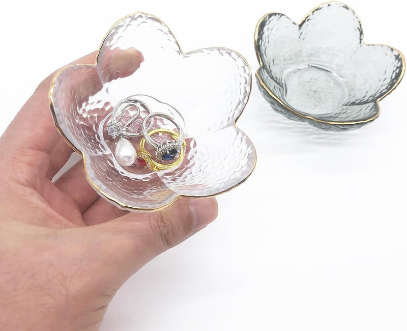BESSKON Small Ring Dish Jewelry Bowl, Glass Jewelry Dish Trinket Bowl, Crystal Ring Holder Dish Jewelry Plate, Nightstand Decor Jewelry Holder Dish, Engagement Gift Jewelry Tray Dish for Rings, Keys - Image 4